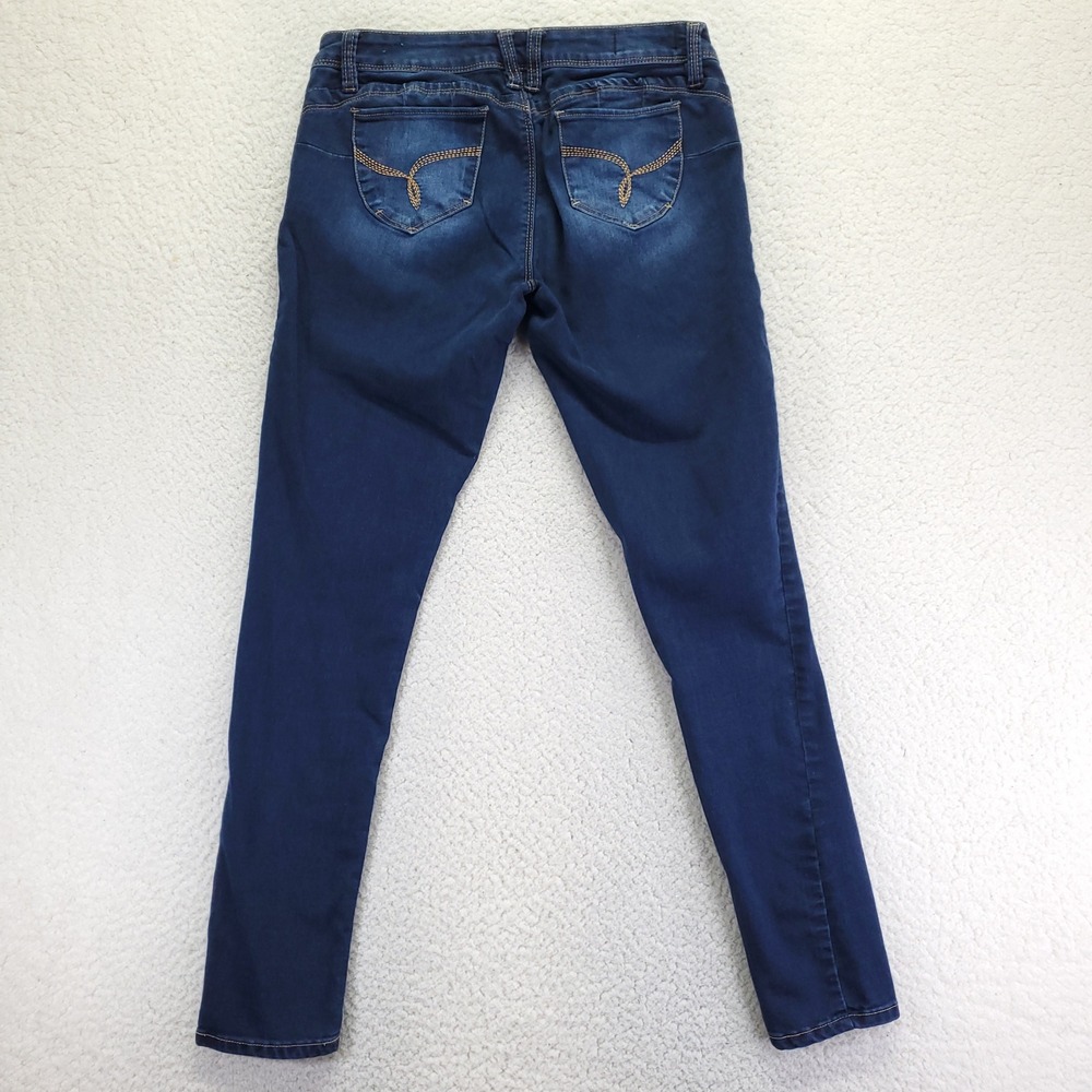 YMI WannaBettaButt Skinny Jeans Dark Wash Blue Mid Rise Size 11 Stretch Denim